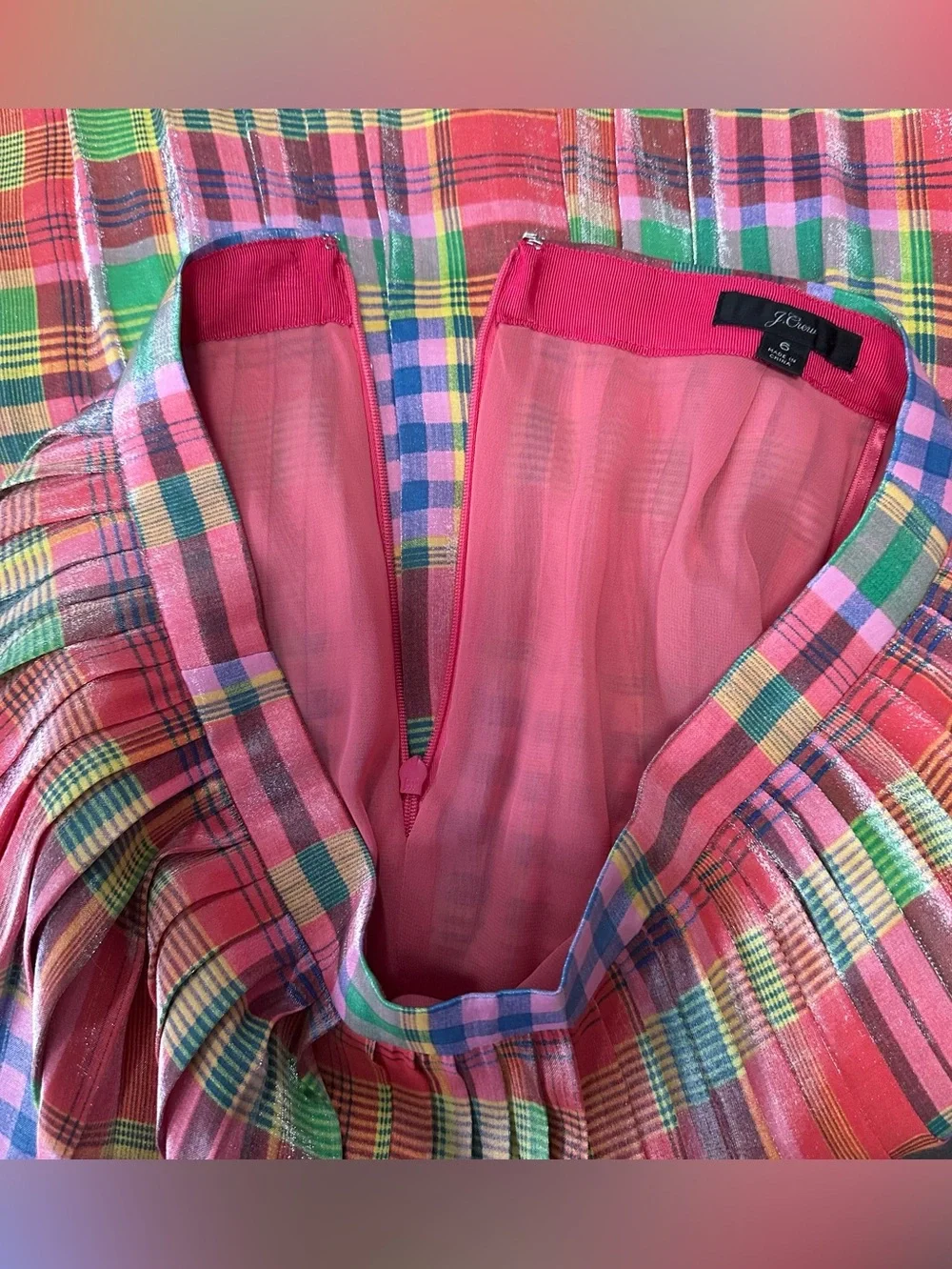J. Crew Women’s Multicolored Shimmery Pleated Plaid Skirt L3614